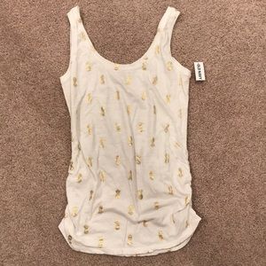 Old Navy maternity pineapple tank top gold NWT